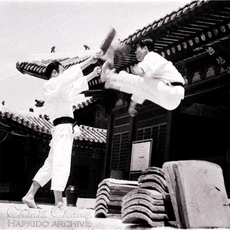 Chang demonstrates double flying font kick break